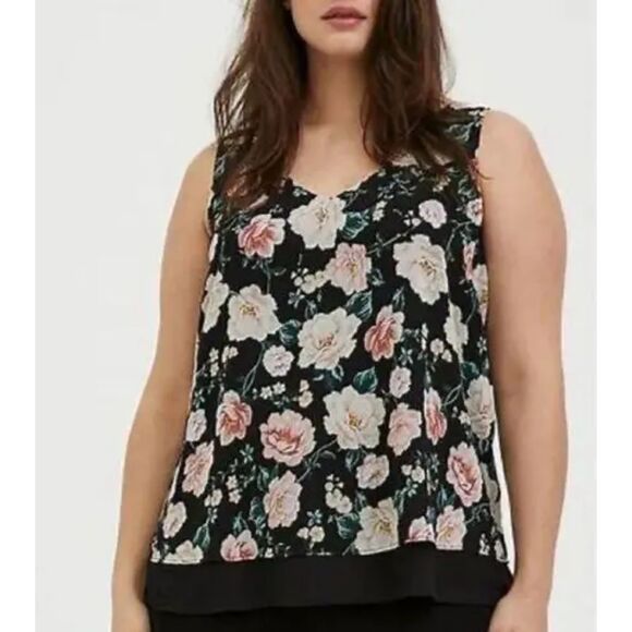 Torrid Chiffon Sheer Double Layered Tank Floral Womens 00 Medium Feminine Spring - Picture 1 of 11